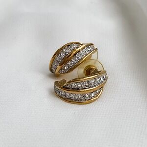 VTG Gold Diamond Double Hoop Earrings